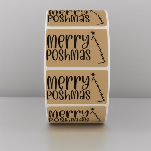 Merry Poshmas Stickers | Green Holiday Poshmark Christmas Packaging Labels - Picture 11 of 11